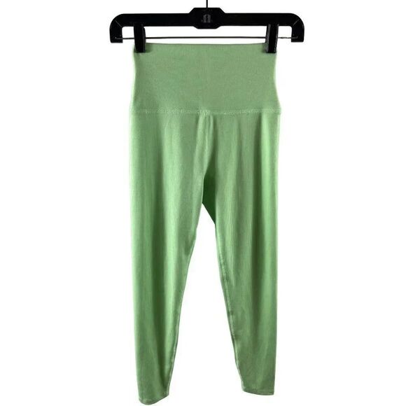 Beyond Yoga Pants - Beyond Yoga Heather Rib High Waisted Midi Legging Size Small Lime Green Athletic